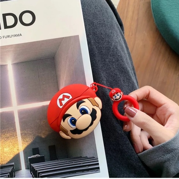 Red Mario AirPods Case with Keychain - Picture 1 of 1